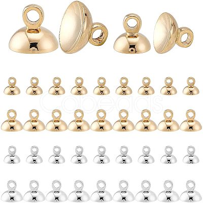 PandaHall 40pcs 4 Style Elite Rack Plating Brass Bead Cap Pendant Bails KK-PH0002-28-1