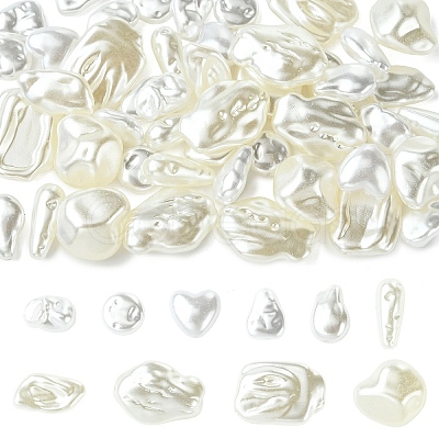 50Pcs 10 Styles ABS Plastic Imitation Pearl Beads KY-YW0002-30-1