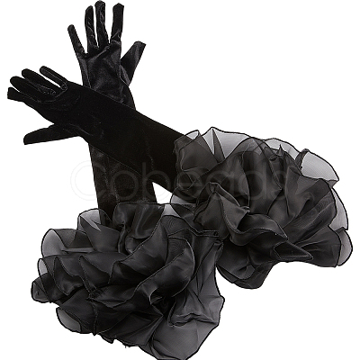 Velvet Long Finger Gloves AJEW-WH20067-005B-1
