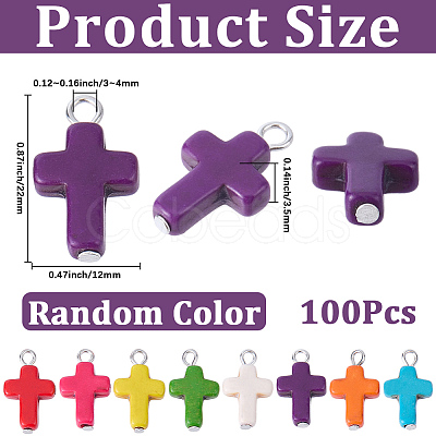 100Pcs Dyed Synthetic Turquoise Pendants PALLOY-SC00031-1