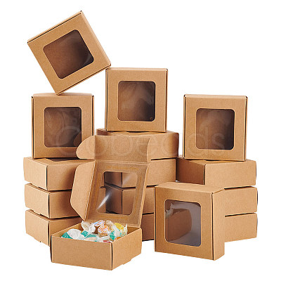 Square Foldable Creative Kraft Paper Box CON-WH0089-20B-1