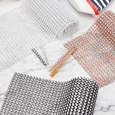24 Rows Plastic Mesh Rhinestone Trimming DIY-PH0001-25-1