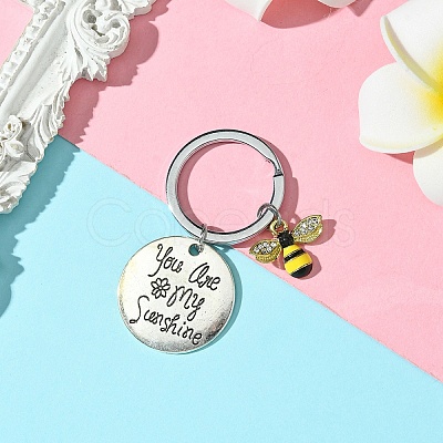Bees Alloy Enamel & Rhinestone Keychain KEYC-YW00071-01-1