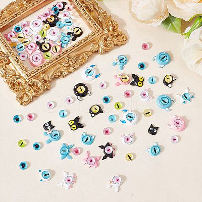 126Pcs 28 Styles Spray Printed Alloy Cabochons MRMJ-AR0001-25-1