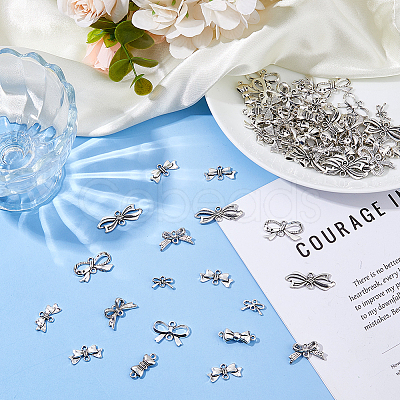 80Pcs 8 Styles Tibetan Style Zinc Alloy Connector Charms FIND-DC0007-21-1