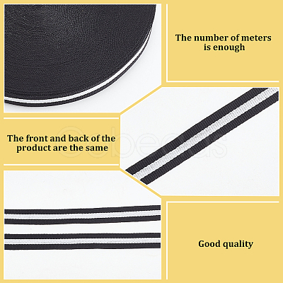 50 Yards Polyester Stripe Ribbons OCOR-WH0045-04A-1