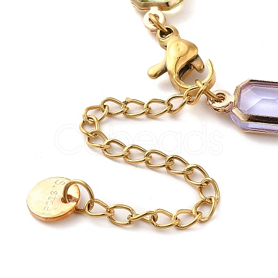Colorful Glass Link Chain Bracelets BJEW-B075-06-1