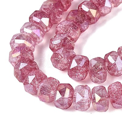 Electroplate Transparent Crackle Glass Beads Strands EGLA-Q135-01A-B09-1