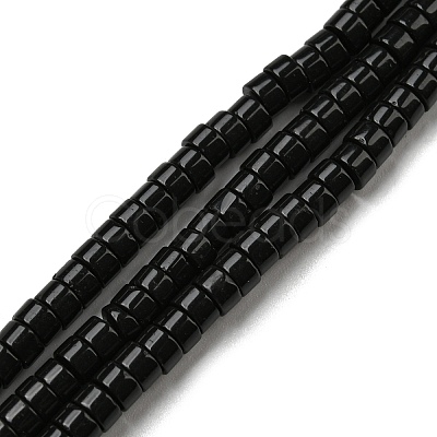 Natural Black Stone Beads Strands G-F631-A14-01-1