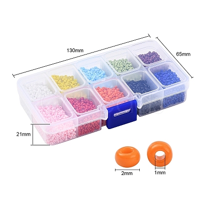 8000Pcs 10 Colors 12/0 Glass Seed Beads SEED-YW0001-33A-1