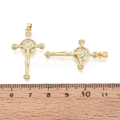 Religion Brass Micro Pave Cubic Zirconia Pendants KK-T073-47G-1