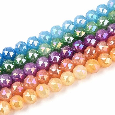 Anti-Tarnish Electroplate Glass Beads Strands GLAA-N064-8mm-M-1
