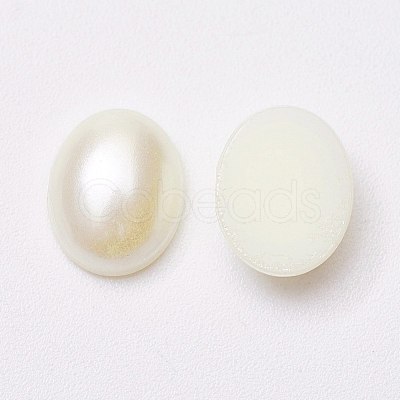 Acrylic Imitation Pearl Cabochons MACR-E007-8x10mm-J02-1