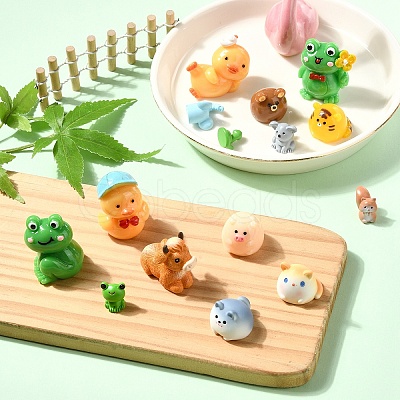 15Pcs 15 Styles Resin 3D Animal Figurines RESI-YW0001-94-1