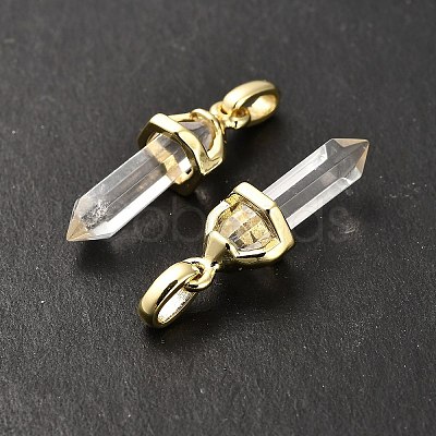 Natural Quartz Crystal Double Terminal Pointed Pendant G-H097-01G-02-1
