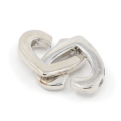 Brass Two Loops Heart Interlocking Clasps for DIY Jewelry KK-M051-01P-1
