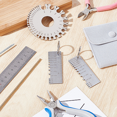 2 Styles Stainless Steel Wire Gauge Measurement Tool Sets DIY-GA0007-71-1