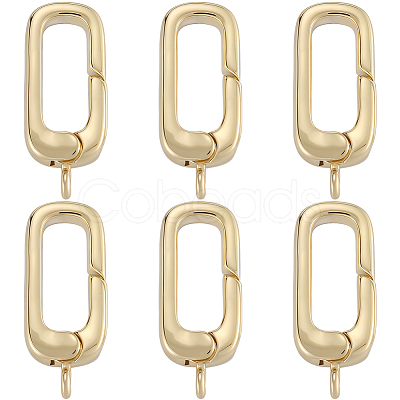 6Pcs Rack Plating Brass Spring Gate Rings KK-SC0006-48G-02-1