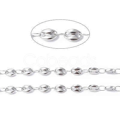 Tarnish Resistant 304 Stainless Steel Coffee Bean Link Chains CHS-E010-01P-1