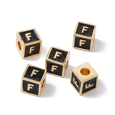 Rack Plating Brass Enamel Beads KK-B060-04G-01F-1