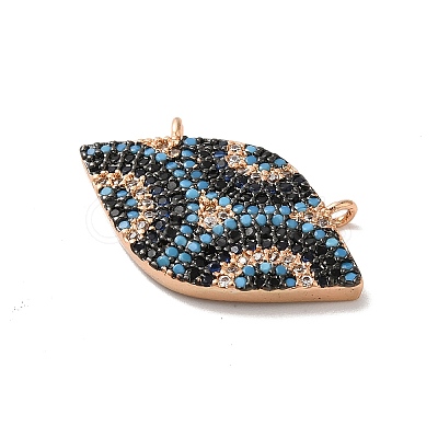 Horse Eye Rack Plating Brass Micro Pave Cubic Zirconia Charms KK-G504-05RG-1