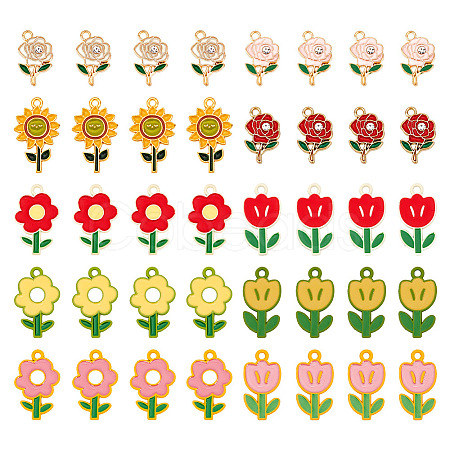 40Pcs 10 Style Alloy Enamel Pendants ENAM-AR0001-57-1