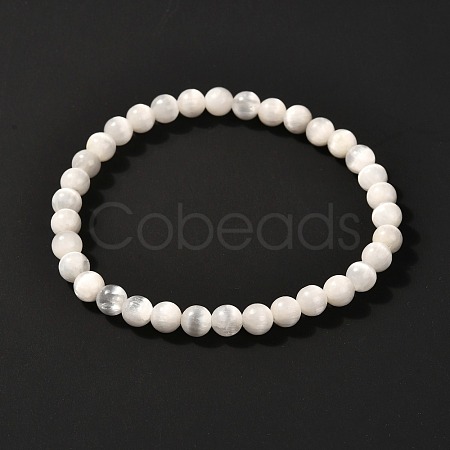 Natural Selenite Beads Stretch Bracelets BJEW-JB06620-01-1