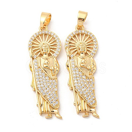 Brass Micro Pave Cubic Zirconia Pendants KK-P250-26G-1