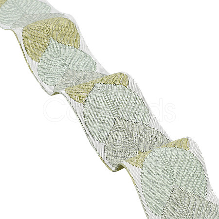 Polyester Jacquard Leaf Ribbon for Garment Accessories OCOR-WH0097-23A-1