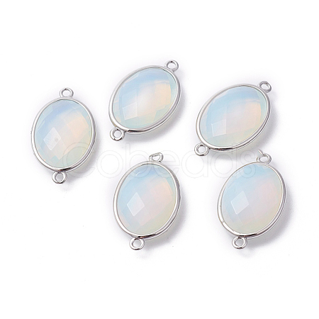 Platinum Tone Brass Opalite Links connectors G-F339-B13-1