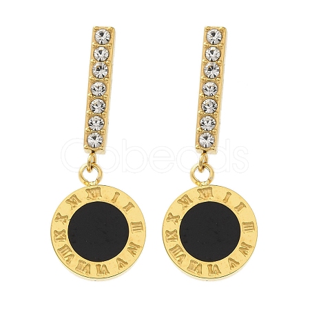 Ion Plating(IP) Stainless Steel Inlay Rhinestone & Enamel Stud Earrings for Women EJEW-M024-04G-1