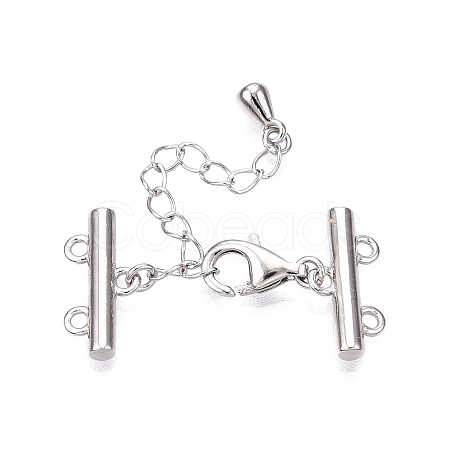 Anti-Tarnish Rhodium Plated 925 Sterling Silver Necklace Layering Clasps STER-N016-13P-1