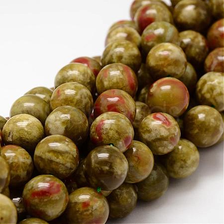 Round Natural Dragon Blood Jasper Beads Strands G-K072-8mm-1