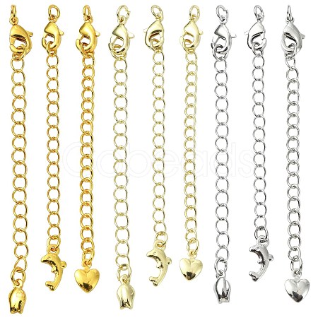 18Pcs 9 Styles Brass Chain Extender KK-FS0002-09-1