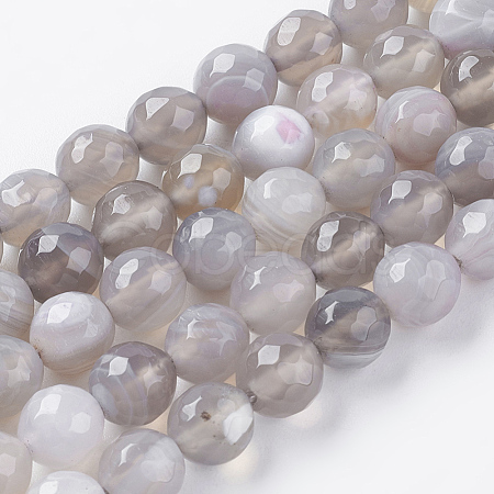 Natural Striped Agate/Banded Agate Beads Strands G-G581-8mm-09-1