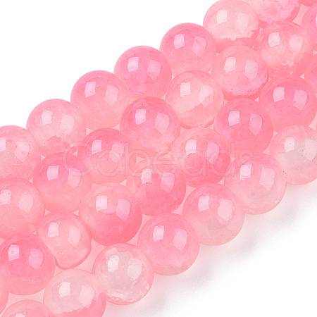 Crackle Baking Paint Imitation Jade Glass Beads Strands DGLA-T003-10mm-02-1