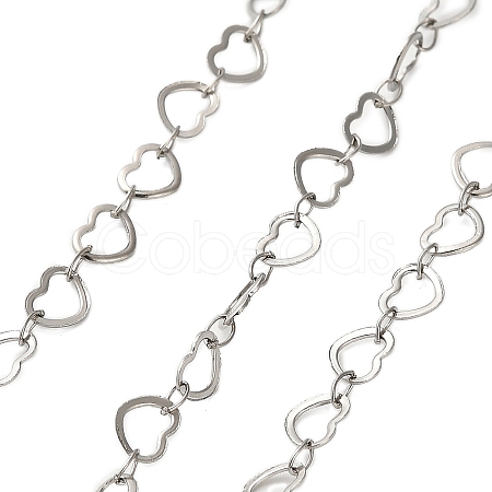 304 Stainless Steel Heart Link Chains CHS-A016-34B-P01-1