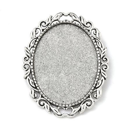 Vintage Tibetan Alloy Brooch Cabochon Bezel Settings X-PALLOY-O037-08AS-1