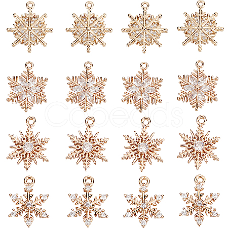 16Pcs 4 Style Brass Micro Pave Cubic Zirconia  Charm FIND-SC0004-62-1