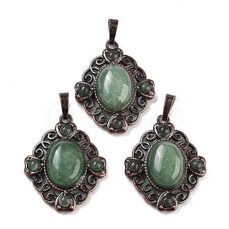 Natural Green Aventurine Rhombus Pendants G-K363-02R-01-1