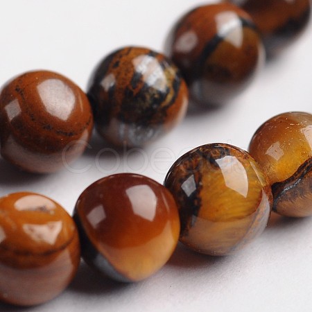 Round Natural Tiger Eye Gemstone Bead Strands G-J333-03-4mm-1