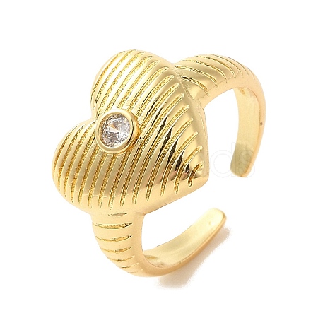 Brass Micro Pave Cubic Zirconia Solitaire Ring RJEW-P098-19G-1