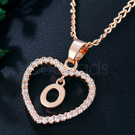 Alloy Crystal Rhinestone Heart with Initial Pendant Necklaces WGD4CFD-15-1