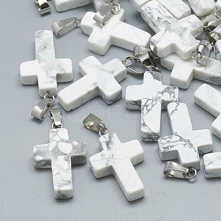Natural Howlite Pendants X-G-T080-16-1
