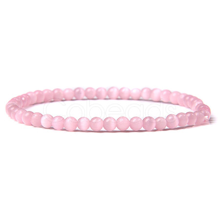 4mm Round Cat Eye Beads Bracelet for Men KG3069-7-1