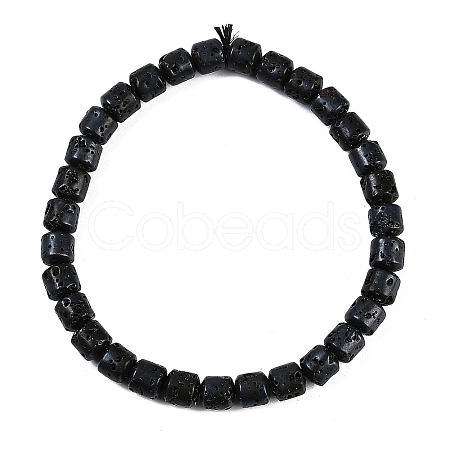 Natural Lava Rock Beaded Stretch Bracelets for Men Women BJEW-G727-01E-1