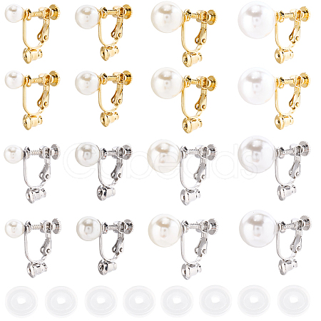 16Pcs 8 Styles 316 Surgical Stainless Steel Clip-on Earring Converters Findings STAS-SC0010-36-1