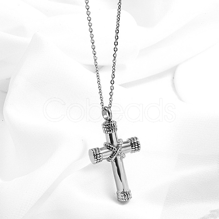 Non-Tarnish 304 Stainless Steel Cross Pendant Necklaces TQ9204-2-1