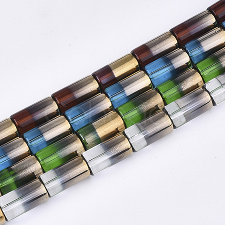 Half Electroplate Glass Beads Strands EGLA-S177-01-1