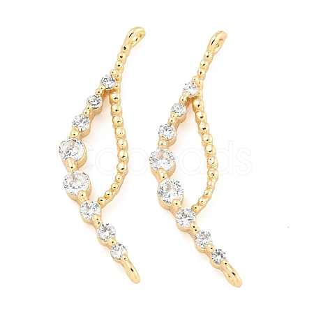 Rack Plating Brass Micro Pave Clear Cubic Zirconia Charms KK-F089-06G-1